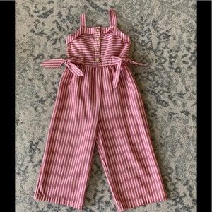 Sequin Hearts Girls red and white striped Romper